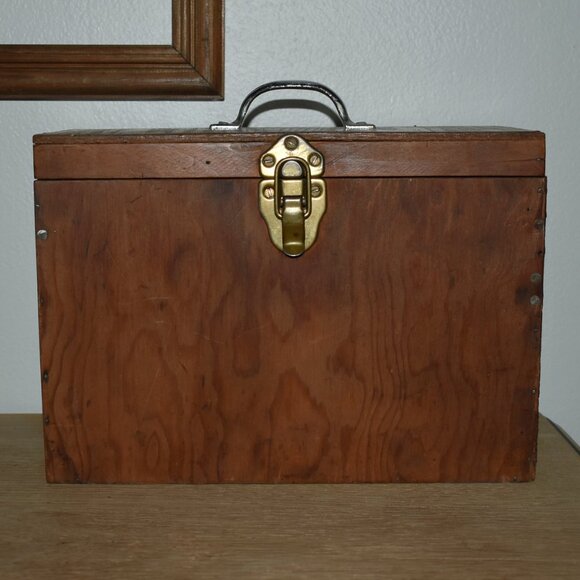 Other - Vintage Antique Old Handmade Wood Machinist Chest Tool Box Handle Storage Box